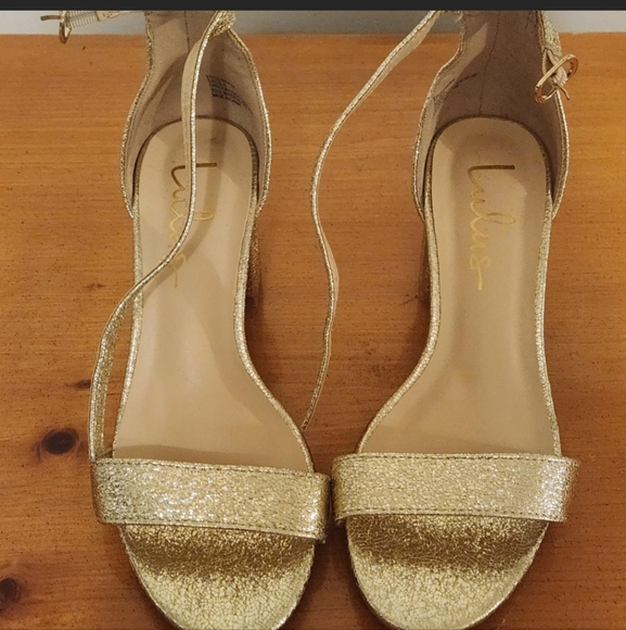 ❤️Lulus Gold  Block Heel Sandals 5.5 - Picture 2 of 4